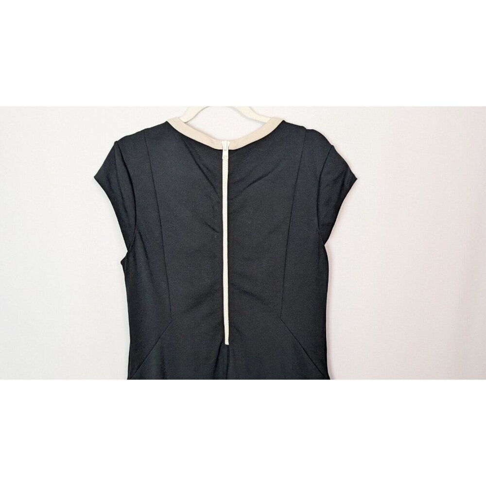 Kate Spade sz. 10 Daria Cap Sleeve Shift Dress White French Trim Exposed Zipper - Picture 4 of 7